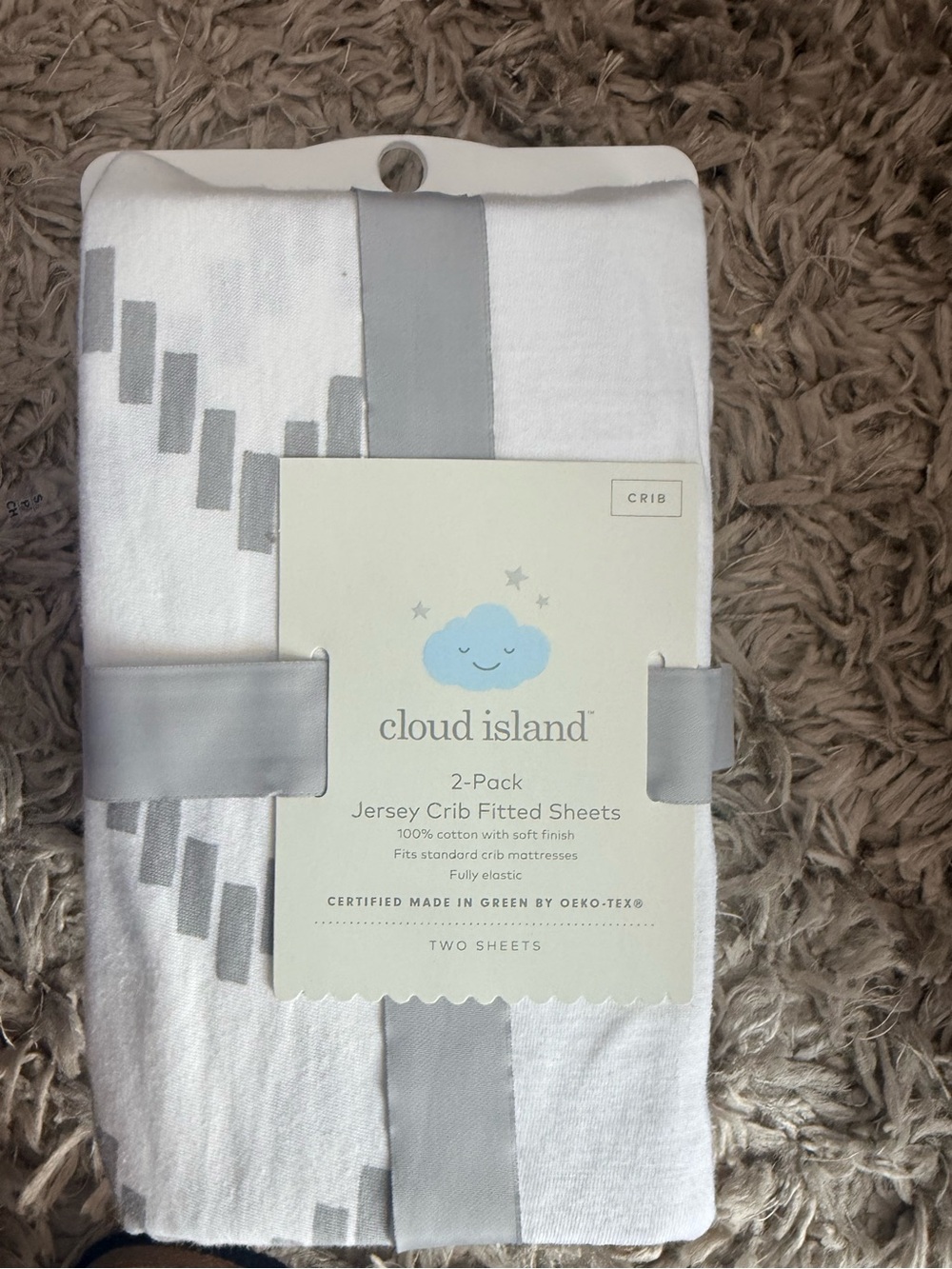 cloud island White and Gray Jersey Crib Fitted Sheets - 2 Pack
